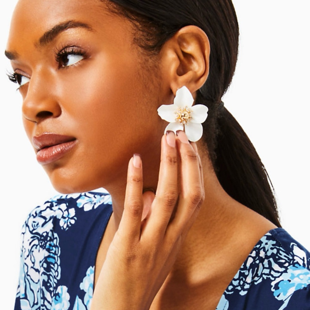 Lilly Pulitzer orchid oversized earrings great condition